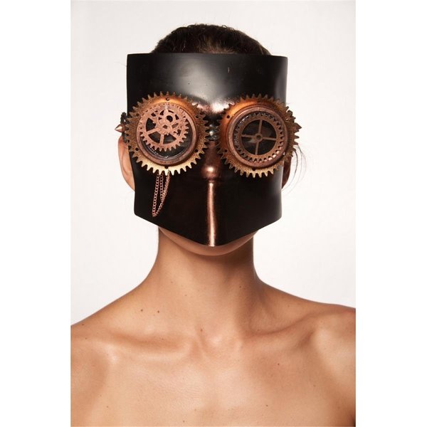 Kayso Bronze Steampunk Mask with Gears  Chains SPM031BR